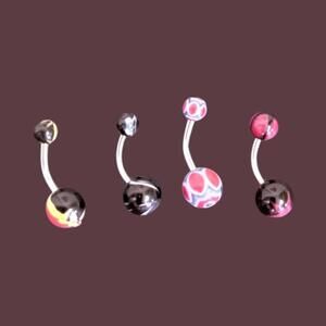 Set of Colorful Belly Button Rings and Circular Barbells